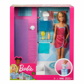 Set Barbie baie cu dus si papusa blonda