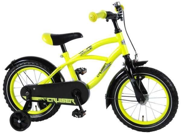 Bicicleta pentru baieti 14 inch cu roti ajutatoare si frana de mana Volare Yellow Cruiser 81419