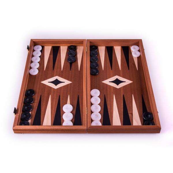 Set joc table backgammon cu tabla de sah la exterior lemn de mahon inlaid