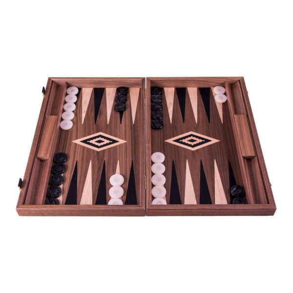 Set joc table backgammon Walnut cu insertii negre