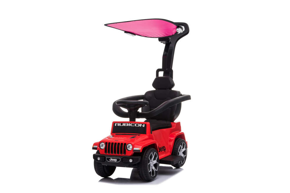 Masinuta fara pedale cu maner parental Jeep Wrangler Red