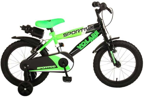 Bicicleta copii Volare Sportivo Verde 16 inch cu 2 frane de mana si sticla apa