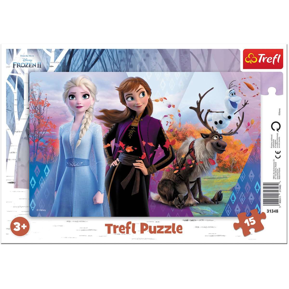 Puzzle Trefl 15 piese in rama, Lumea magica a Annei si Elsei, Disney Frozen 2