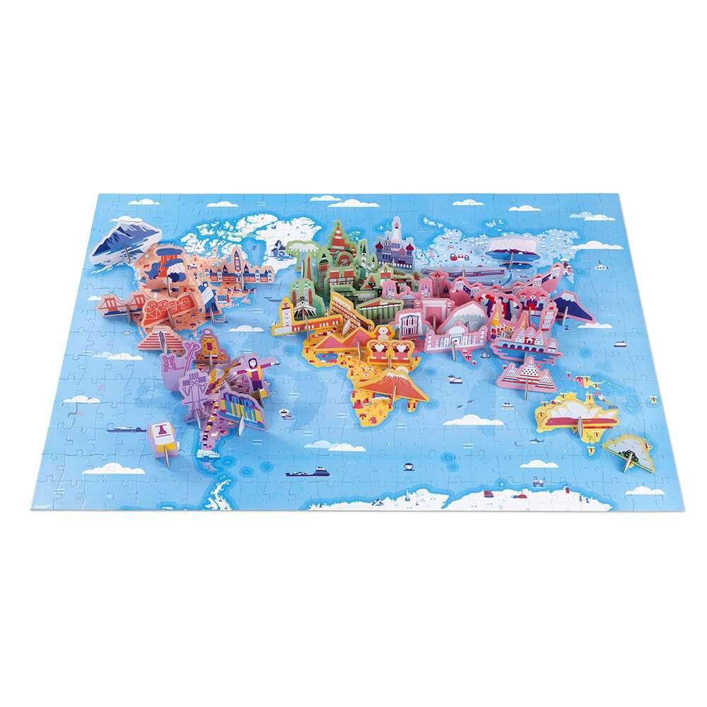Set Puzzle urias din carton cu 350 de piese 50 de figurine 3D si 1 poster - Curiozitati de pe mapamond