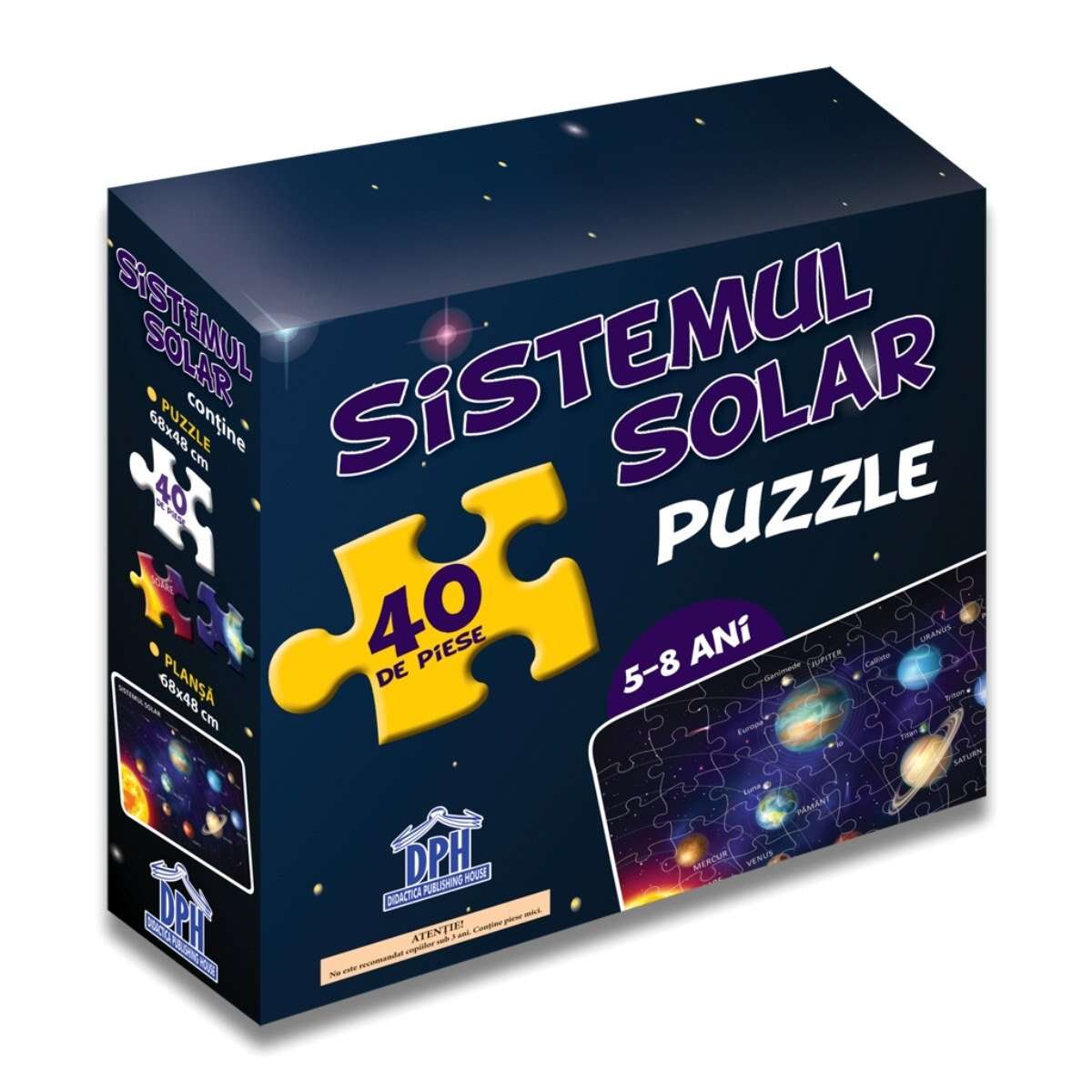 Sistemul Solar, puzzle cu afis, 40 piese