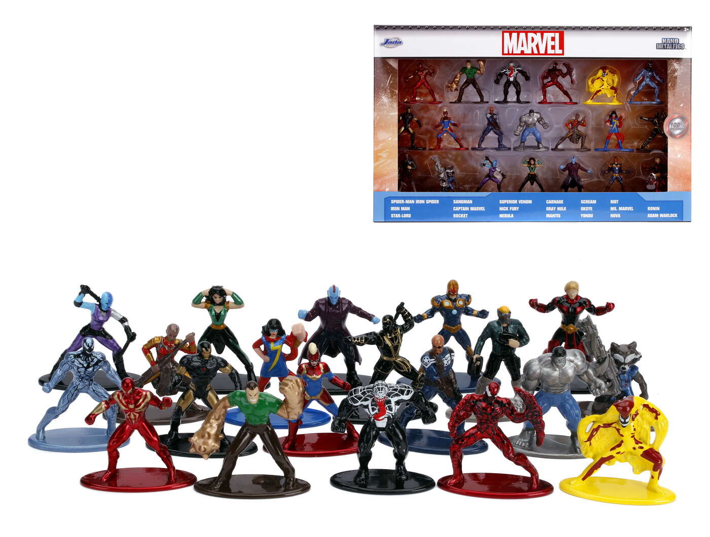 Set 20 de figurine metalice cu eroii marvel si figurina iron man inclusa