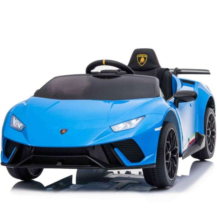Masinuta electrica cu roti din cauciuc si scaun piele Lamborghini Huracan Blue