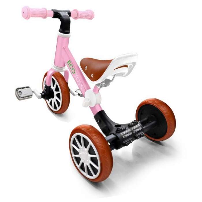 Bicicleta de echilibru 3 in 1 cu pedale pentru copii Ecotoys LC-V1322 Roz