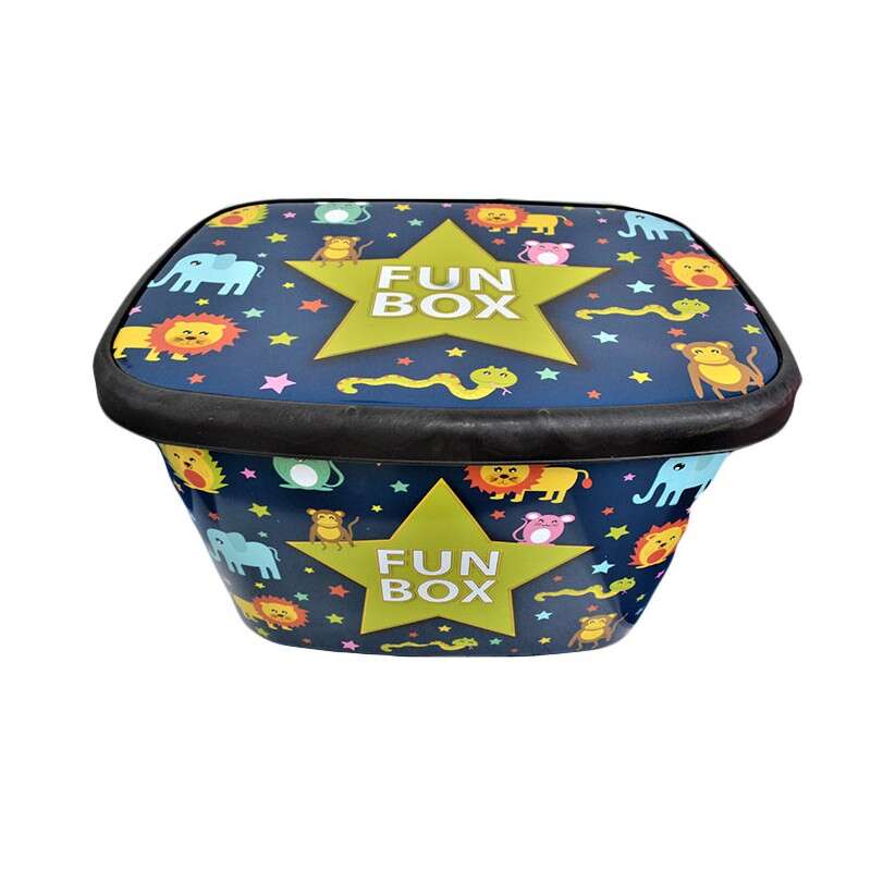 Cutie depozitare pentru copii 50 litri Fun Box V2 multicolor cu animalute