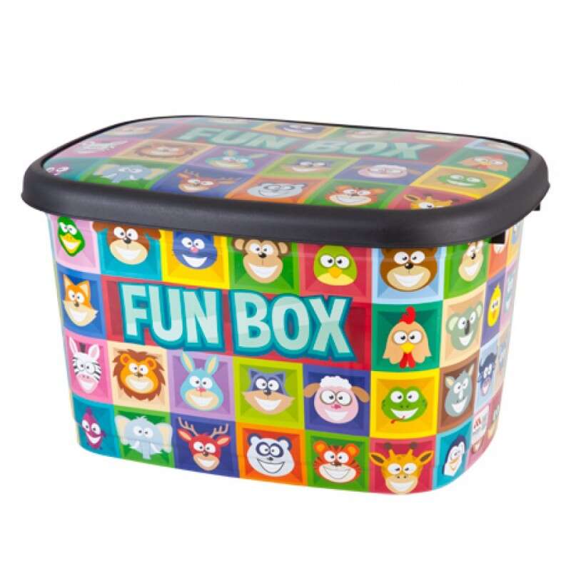 Cutie depozitare pentru copii , 50 litri, fun box, multicolor cu animalute