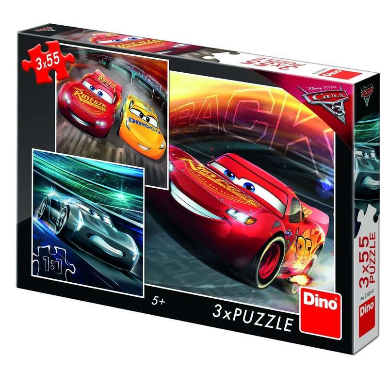 Dino - Toys - Puzzle 3 in 1 Cars 3 cursa cea mare 55 piese