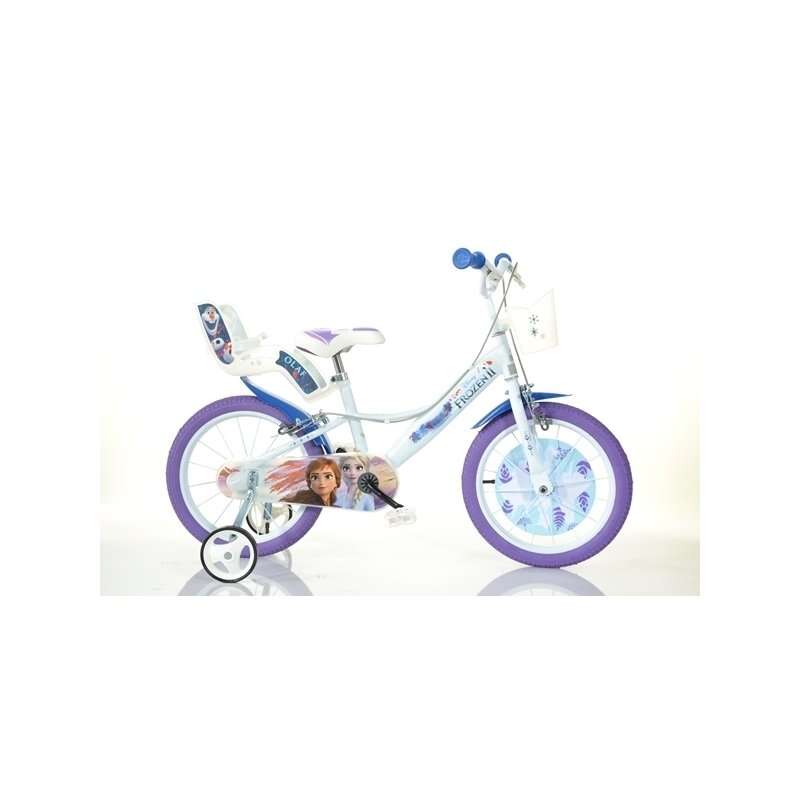 Dino Bikes - Bicicleta cu pedale , Disney Frozen, 14 , Cu roti ajutatoare, Multicolor