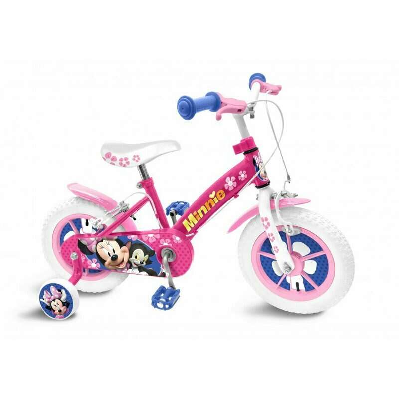 Stamp - Bicicleta cu pedale , Minnie Mouse, 14 , Cu roti ajutatoare, Multicolor