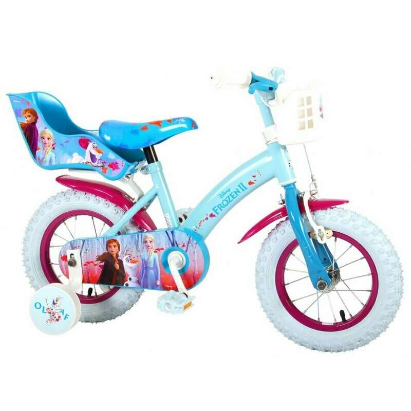 EandL Cycles - Bicicleta cu pedale , Disney Frozen, 12 , Cu roti ajutatoare, Multicolor