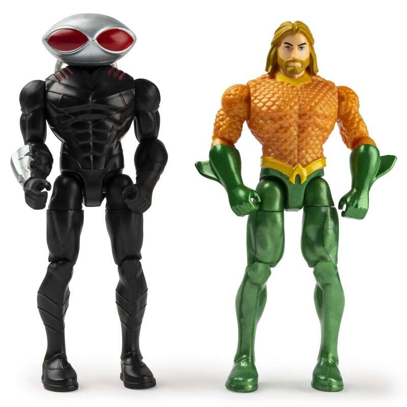 Spin Master - Set figurine Aquaman si Black Manta , DC Universe , Cu 6 accesorii, Flexibil