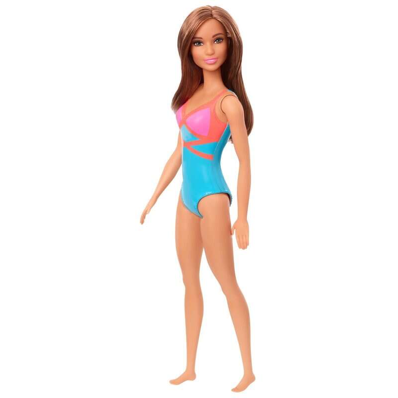 Mattel - Papusa Barbie , Satena, Cu costum de baie rosu-albastru
