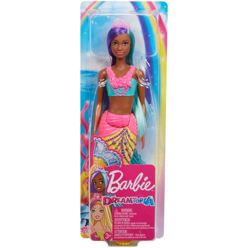 Mattel - Papusa Barbie Sirena , Cu colier si coronita, Roz