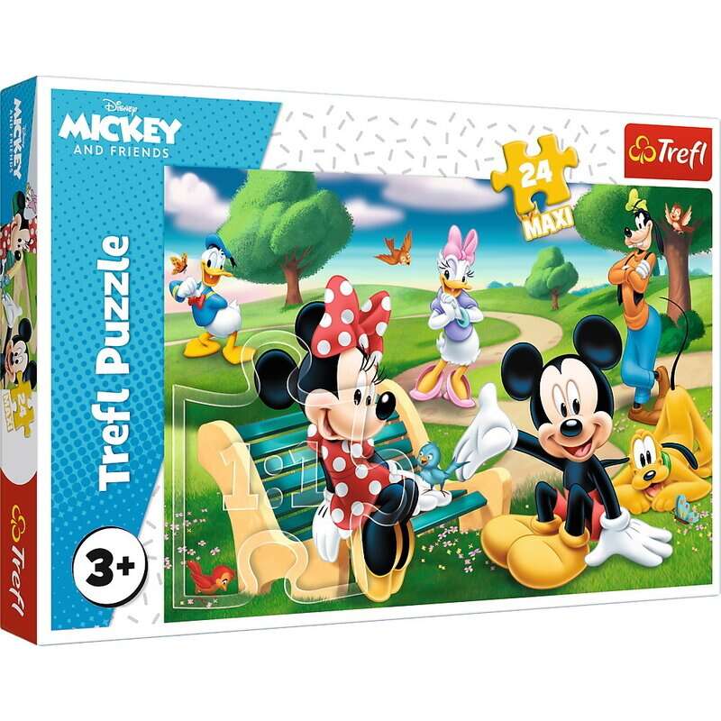 Trefl - Puzzle personaje Mickey Mouse intre prieteni , Puzzle Copii , Maxi, piese 24
