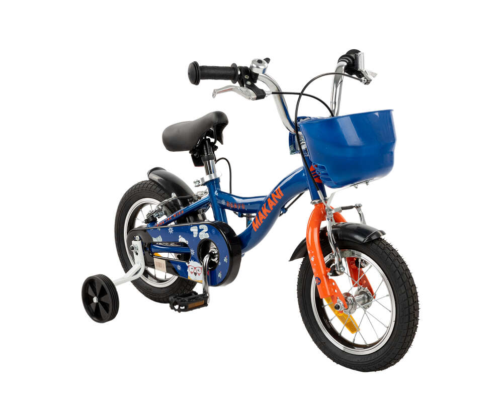 Bicicleta 12 inch cu roti ajutatoare si cosulet frontal Makani Bentu Dark Blue
