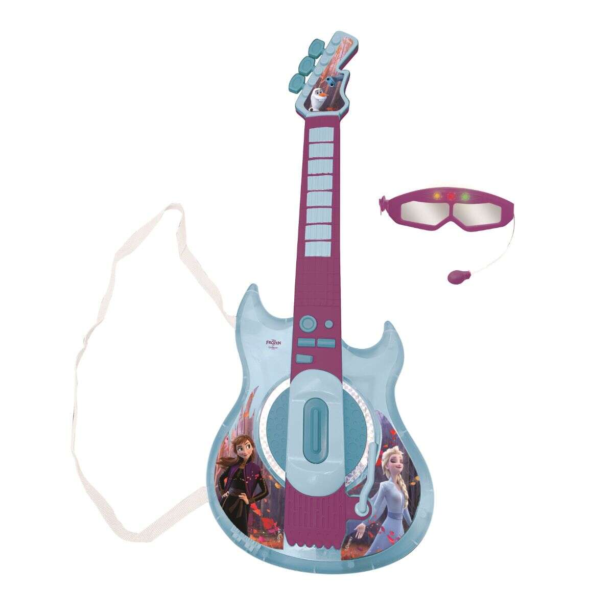 Chitara electronica Lexibook, cu lumini, sunete, ochelari si microfon, Disney Frozen