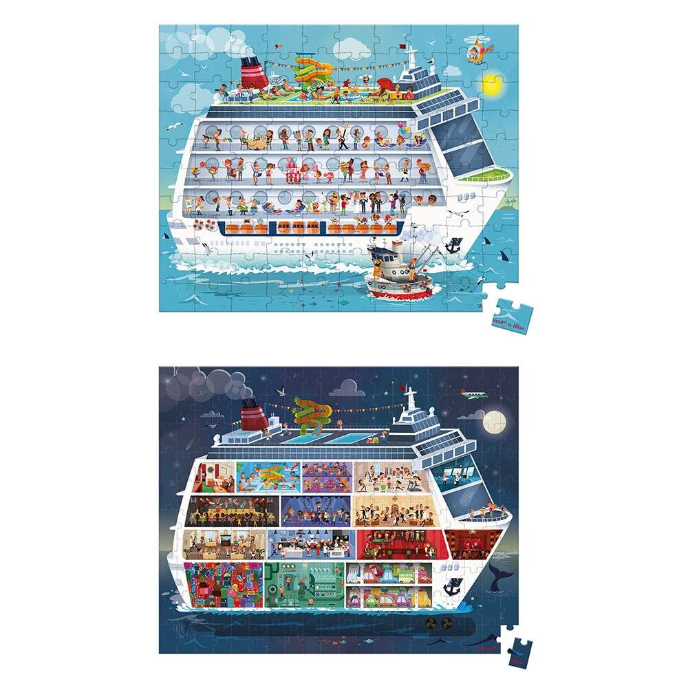 Set de 2 puzzle-uri din carton (100 si 200 de piese) si 2 postere - Nave de croaziera