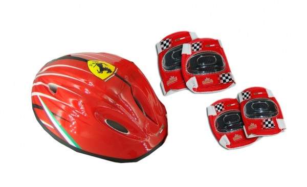 Set accesorii protectie bicicleta role trotineta Saica Ferrari