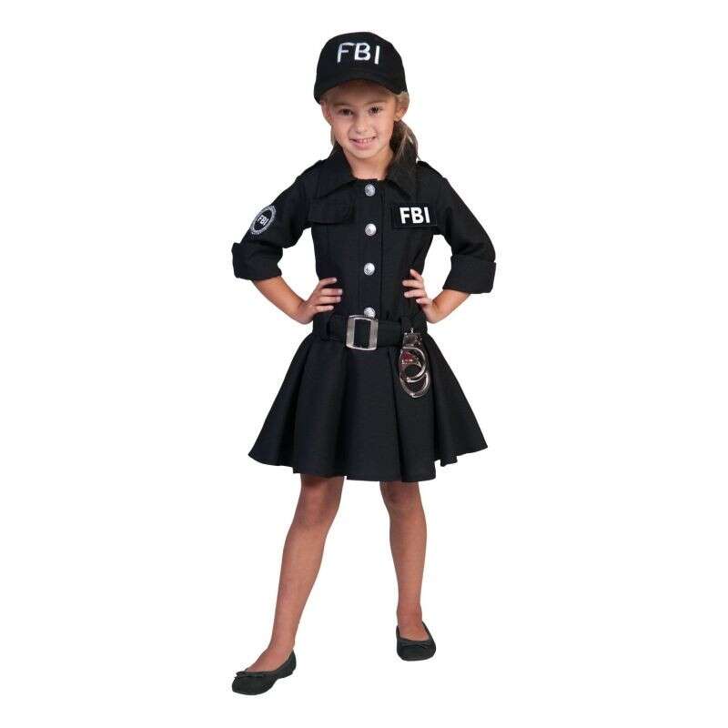 Costum ofiter fbi fetite 6-12 ani, 3 piese, rochie, curea, palarie marime 128