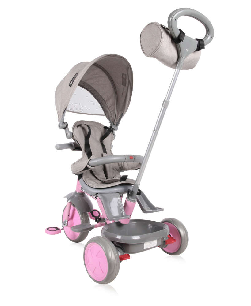 Tricicleta pentru copii Lucky Crew multifunctionala grey pink