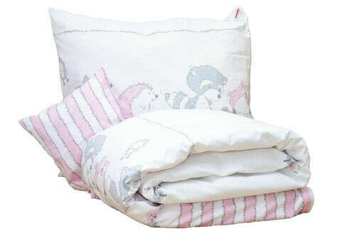 Lenjerie pat copii odette pink, kidsdecor, din bumbac - 100x150 cm