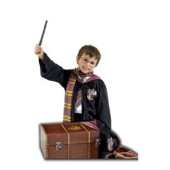 Set costum Harry Potter Deluxe cu cufar pentru copii, Marime 110 - 130 cm, Varsta 5-7 ani