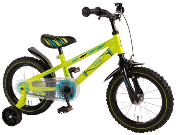 Bicicleta baieti 14 inch Volare Bike Electric Green cu roti ajutatoare Verde Neon