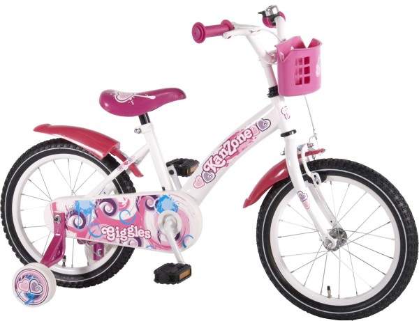 Bicicleta fetite 16 inch Volare cu roti ajutatoare si cosulet roz Kanzone Giggles
