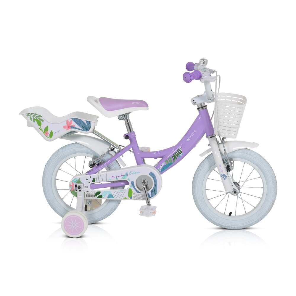 Bicicleta pentru fetite Byox 14 inch cu roti ajutatoare si portbagaj Eden