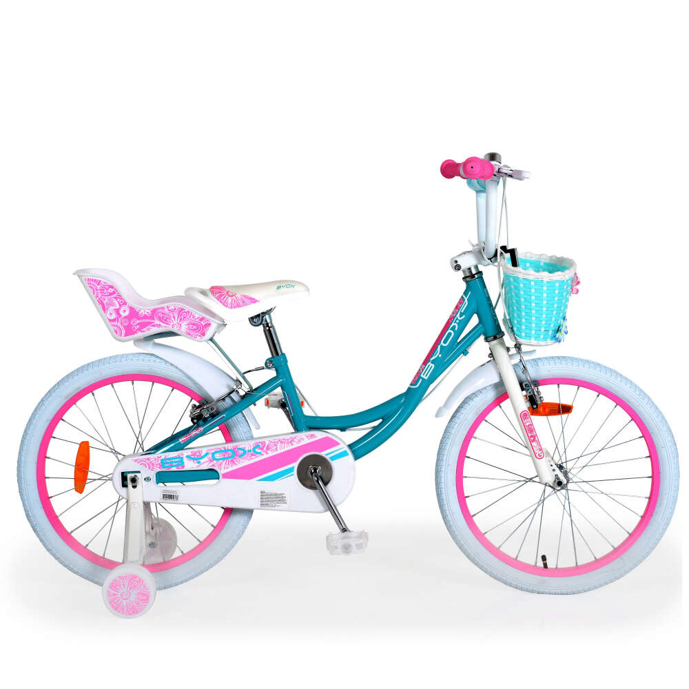 Bicicleta pentru fetite cu roti ajutatoare Byox Fashion Girl Blue Mint 20 inch