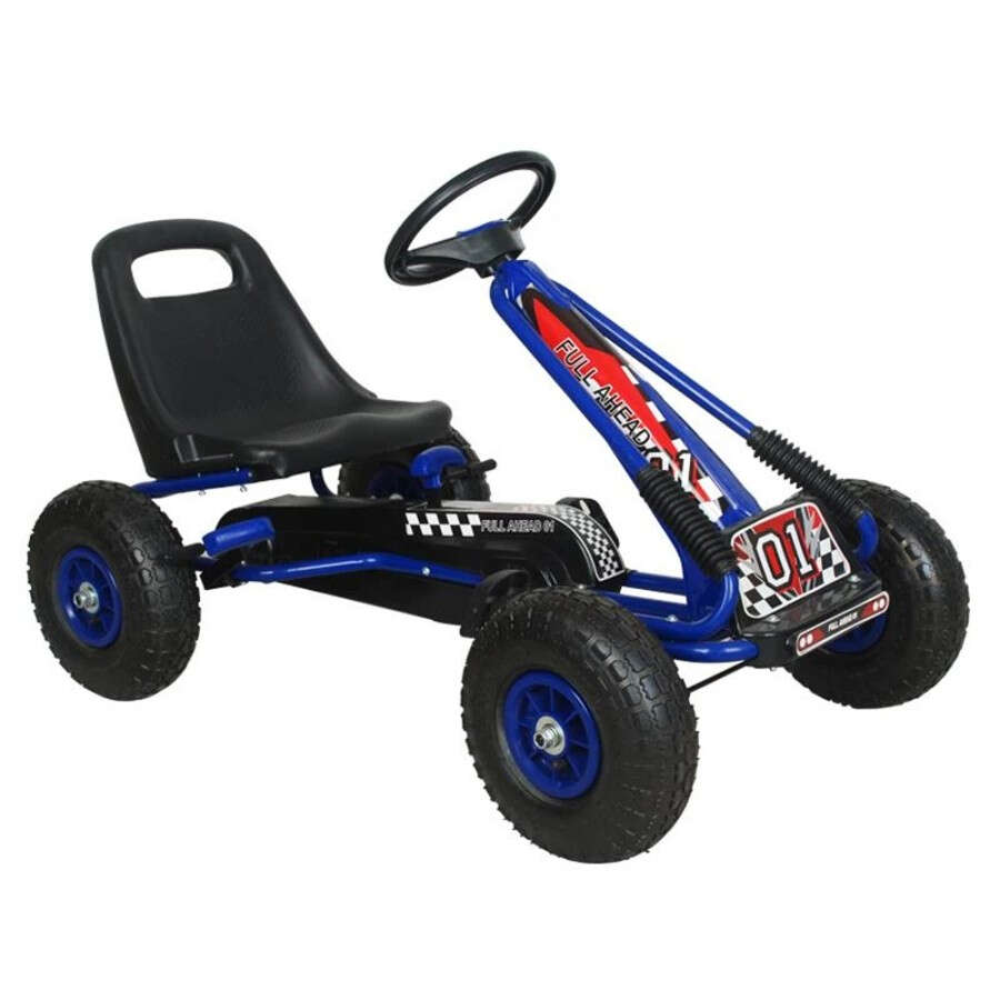 Kart cu pedale volan si roti gonflabile Racer Air Kidscare Albastru