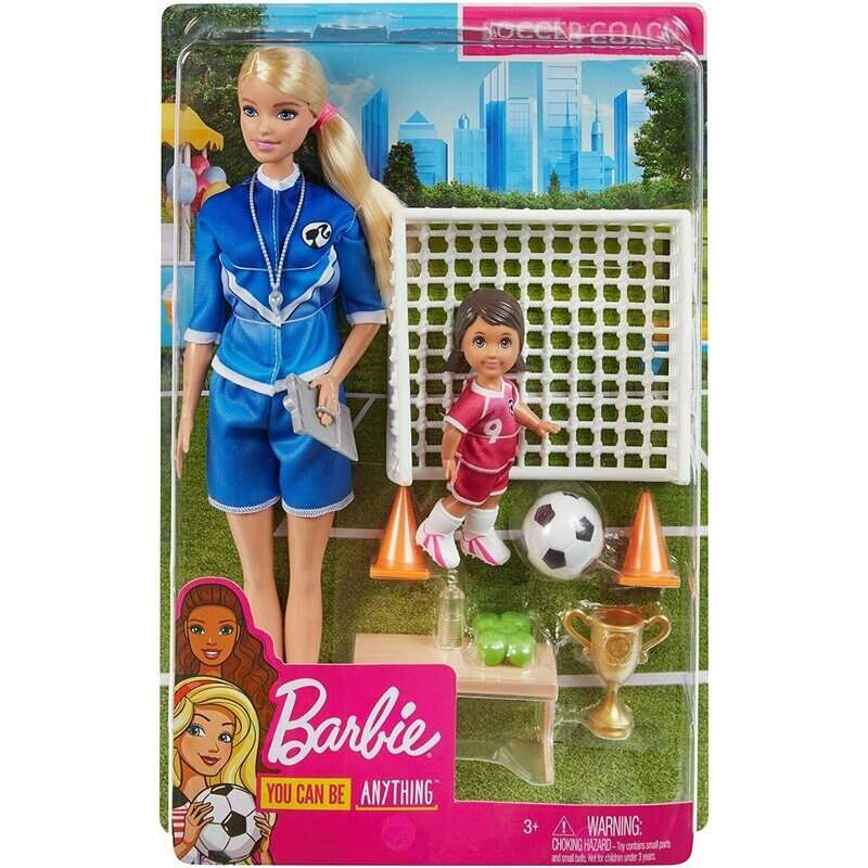 Mattel - Papusa Barbie Antrenor de fotbal , Blonda