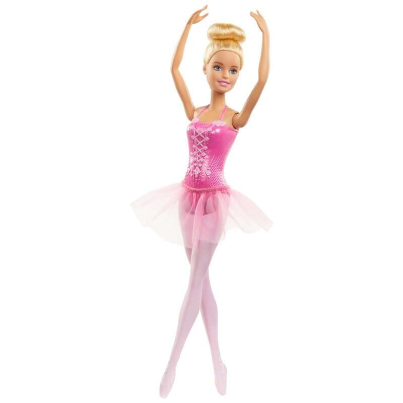 Mattel - Papusa Barbie Balerina, Blonda, Cu costum roz, Roz