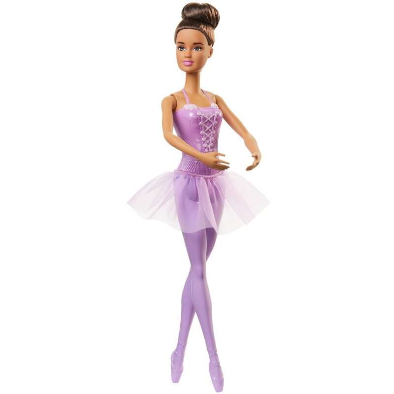 Mattel - Papusa Barbie Balerina, Satena, Cu costum roz, Multicolor
