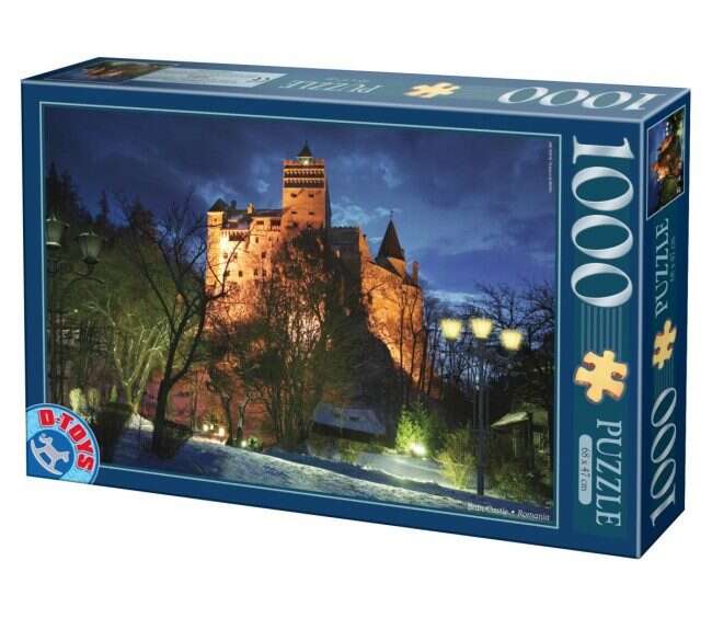 Puzzle 1000 piese - Imagini din Romania - Castelul Bran - Noaptea | D-Toys