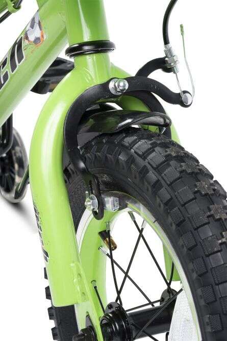 Bicicleta copii Rich Baby R1607A 16 inch C-Brake roti ajutatoare cu led cadru verde cu design alb