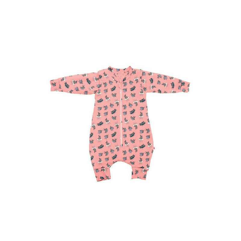 Kidsdecor - Sac de dormit cu picioruse si maneci Bunny Pink - 70 cm, 2 Tog - Iarna