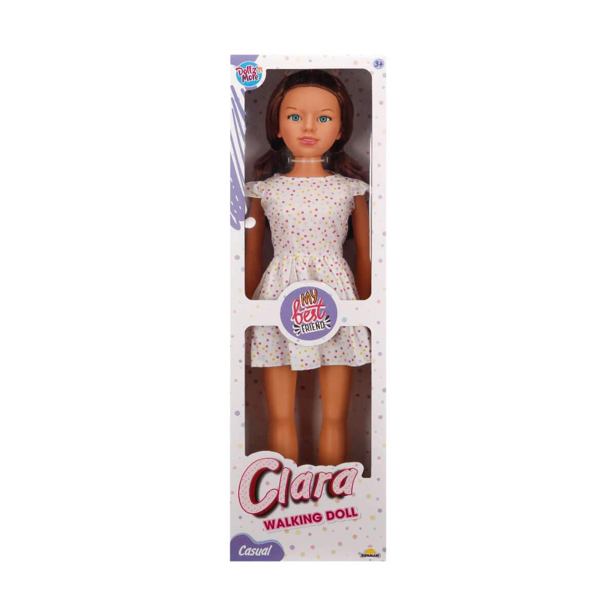 Papusa Clara in tinuta casual, Dollz And More, cu rochie, 80 cm