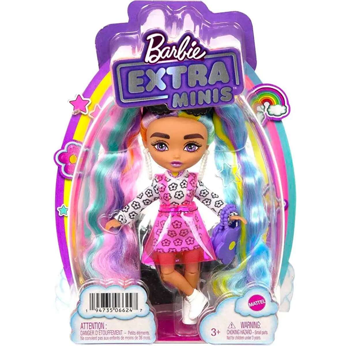 Papusa Barbie cu par lung si accesorii, Extra Minis, HHF82