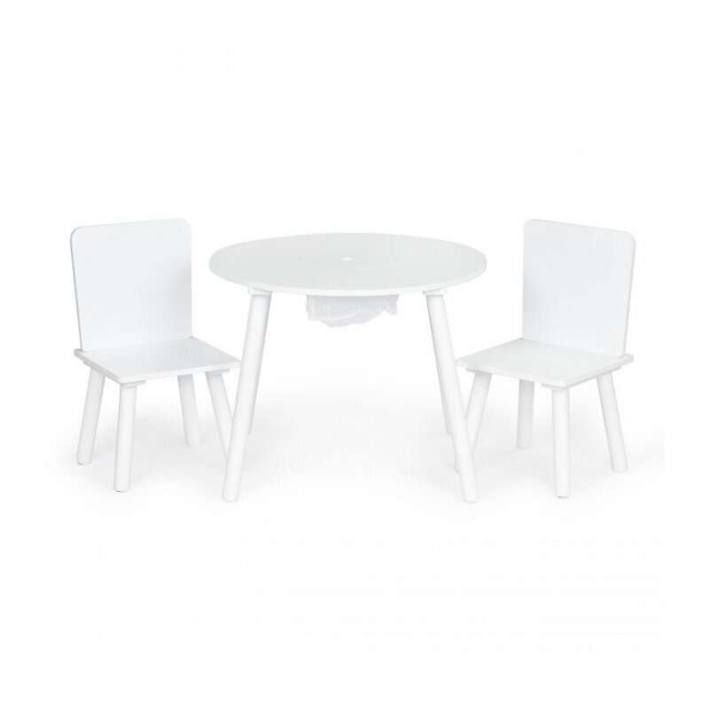 Ecotoys - Set de masa cu doua scaune pentru copii si loc de depozitare jucarii WH135 - Alb