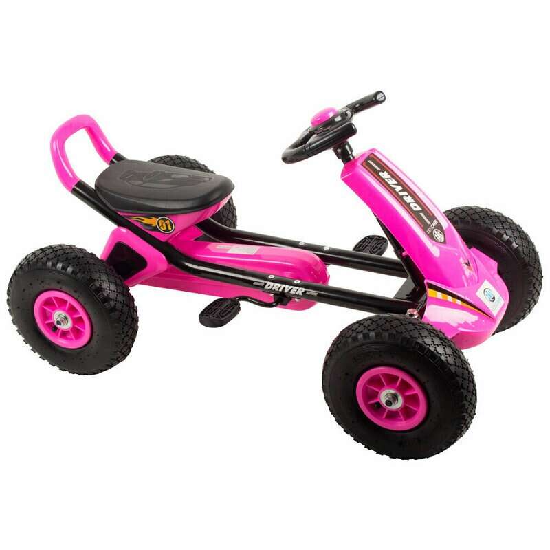 KidsCare - Kart cu pedale si roti gonflabile Driver Kidscare Roz