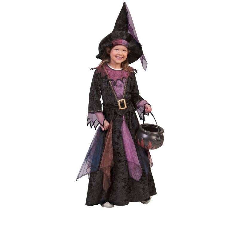 Costum vrajitoare din 3 piese, halloween, fetite 4-14 ani marime 152