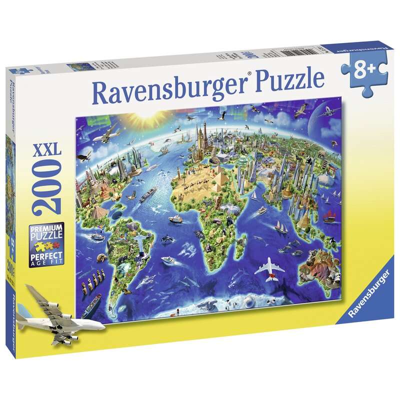 Ravensburger - Puzzle Harta lumii, 200 piese