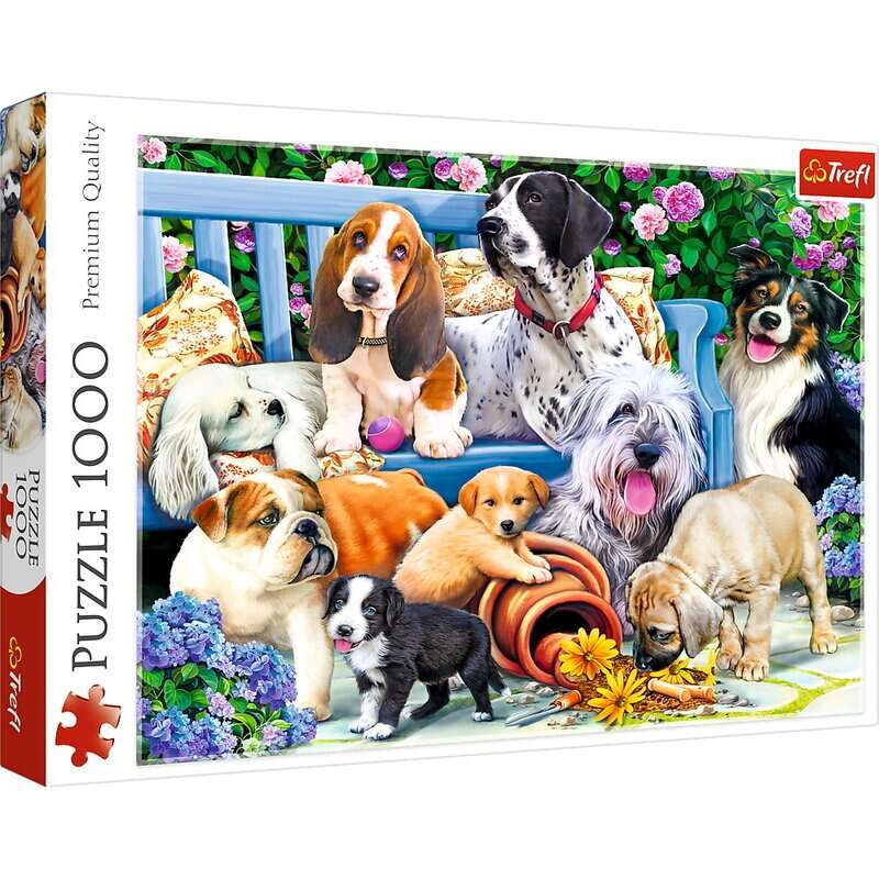 Trefl - Puzzle animale Caini in gradina , Puzzle Adulti, piese 1000, Multicolor