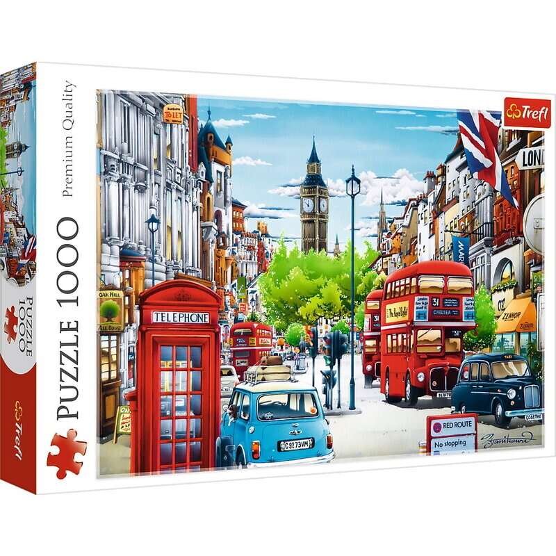 Trefl - Puzzle peisaje Strada in Londra , Puzzle Adulti, piese 1000, Multicolor