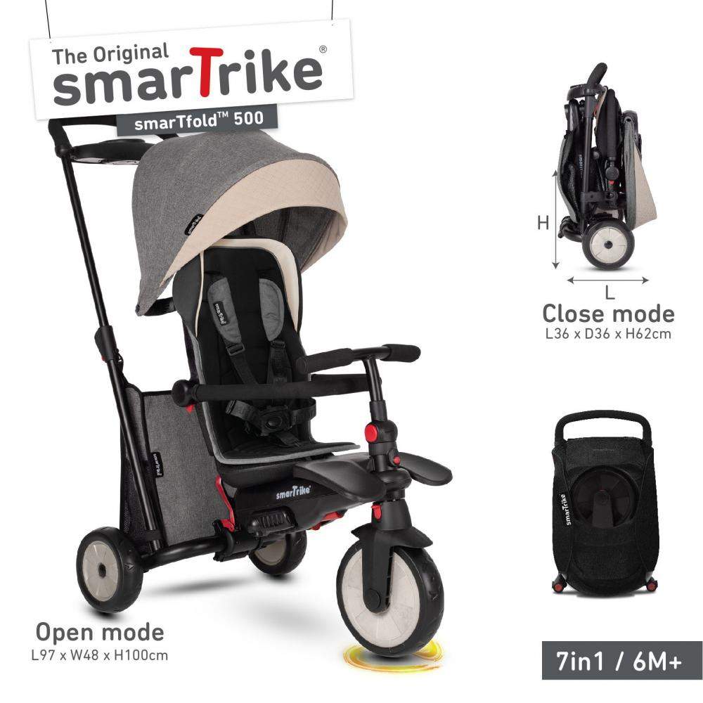 Tricicleta pliabila Smart Trike 7 in 1 STR5 Gri dotata cu frana si scaun rabatabil